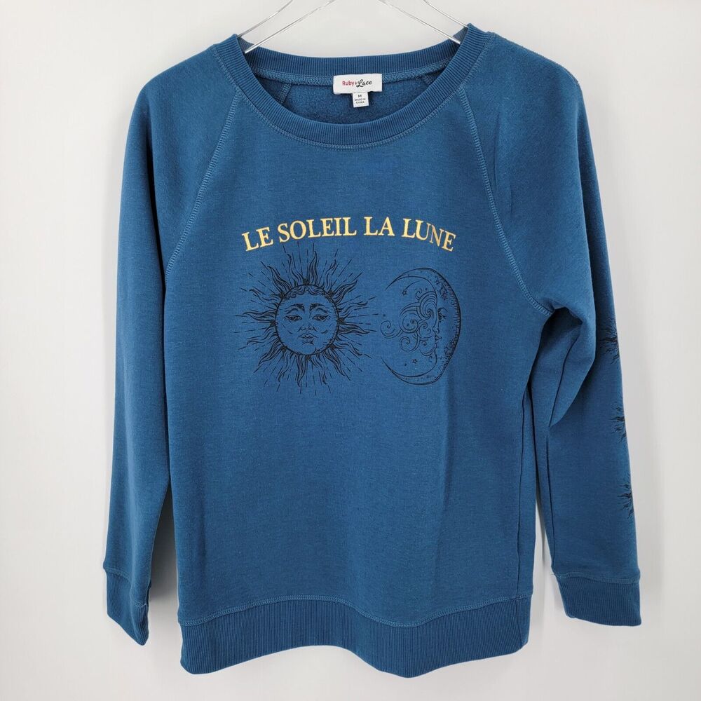 Ruby & Lace Sweatshirt Womens Medium Le Soleil La Lune Sun Moon Print